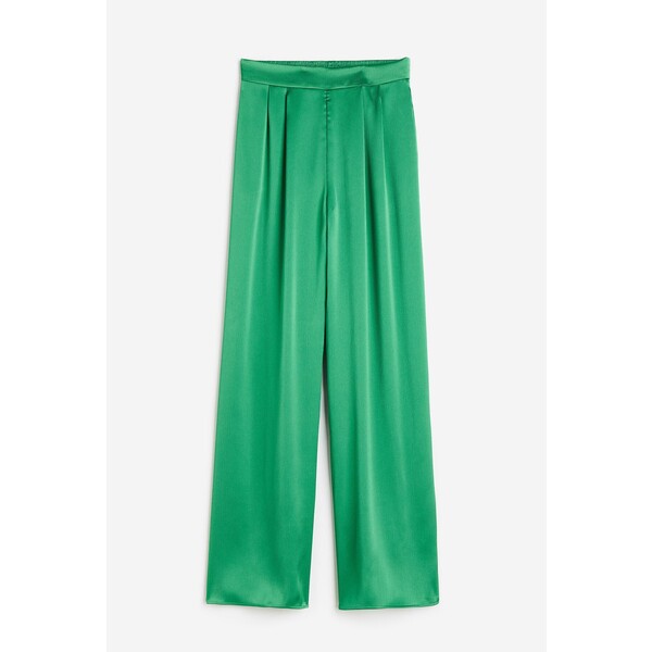 H&M Szerokie spodnie - Wysoka talia - Długa - -ONA 1167667002 Zielony