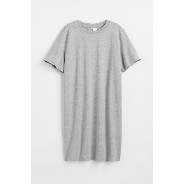 H&M Bawełniana sukienka T-shirtowa - 0841434026 Szary melanż