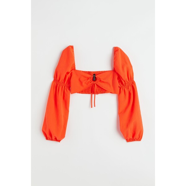 H&M Krótka bluzka z baloniastym rękawem - 1065022002 Pomarańczowy