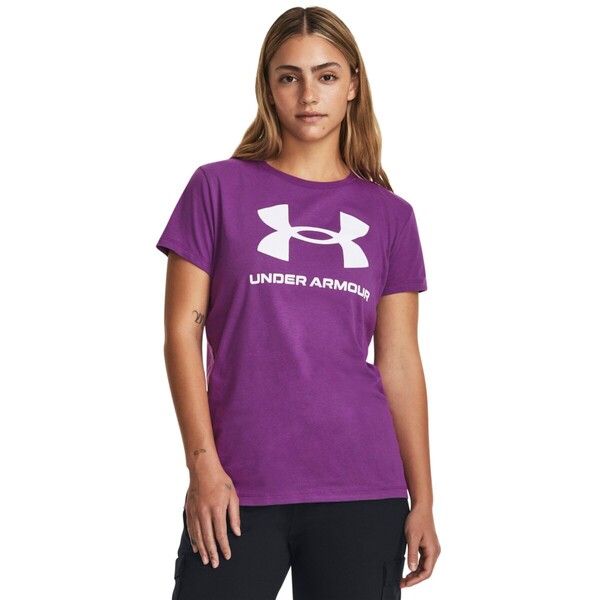 UNDER ARMOUR Damski t-shirt z nadrukiem Under Armour Sportstyle Logo SS - fioletowa