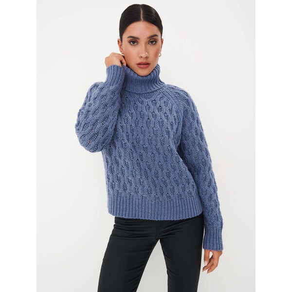 Mohito Niebieski sweter z golfem 3036X-50X