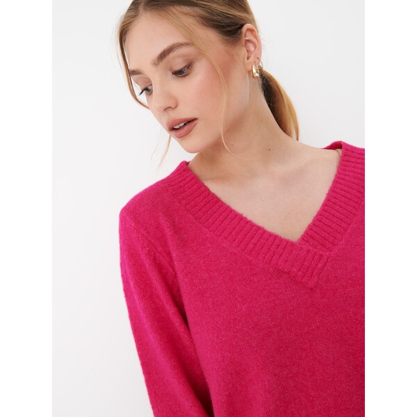 Mohito Różowy sweter z dekoltem V 5988W-43X