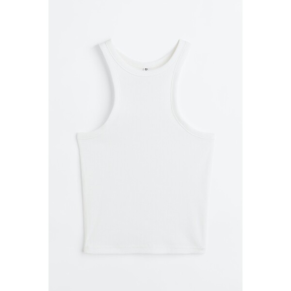 H&M Krótka koszulka - Okrągły dekolt - Bez rękawów - -ONA 1135364016 Biały