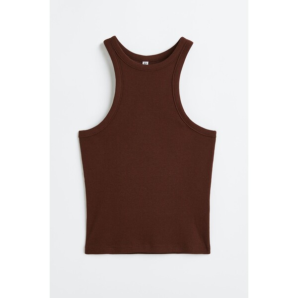 H&M Krótka koszulka - Okrągły dekolt - Bez rękawów - -ONA 1135364016 Ciemnobrązowy