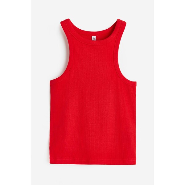 H&M Krótka koszulka - Okrągły dekolt - Bez rękawów - -ONA 1135364016 Czerwony