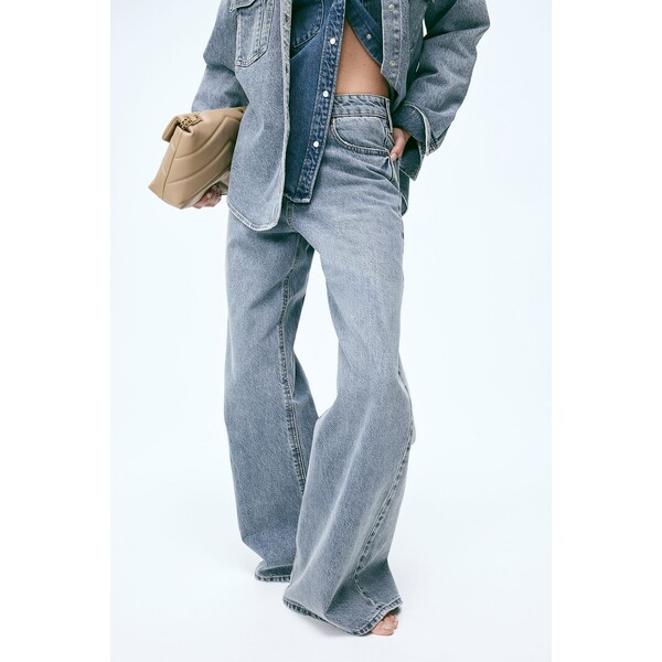 H&M Wide High Jeans - 1216282001 Niebieski denim