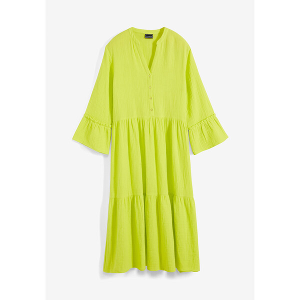 Bonprix Długa sukienka muślinowa zielona limonka