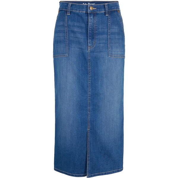 Bonprix Spódnica dżinsowa ze stretchem niebieski denim "used"