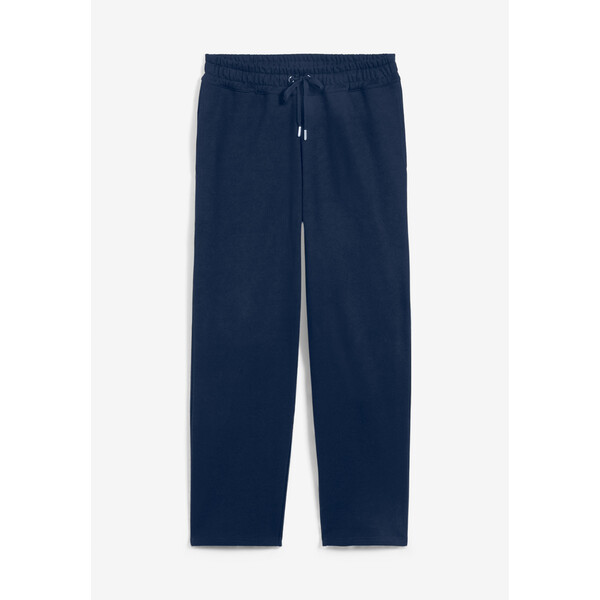 Bonprix Spodnie dresowe Essential, szerokie nogawki ciemnoniebieski