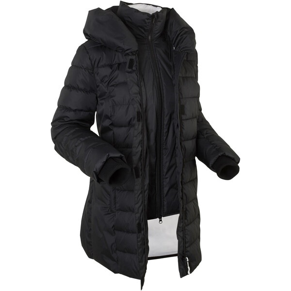 Bonprix Krótki płaszcz outdoorowy 2 w 1, pikowany czarny