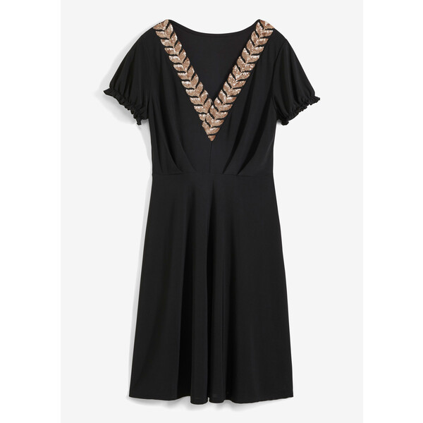 Bonprix Sukienka z aplikacją z cekinów czarny