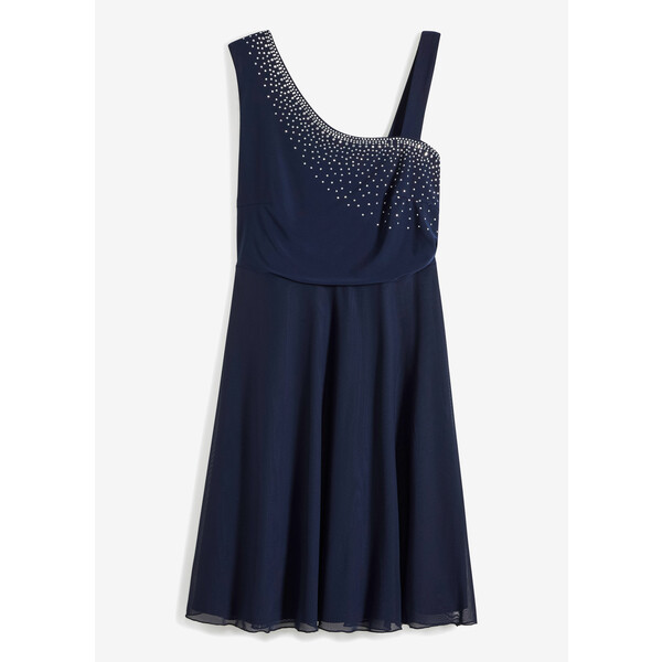 Bonprix Sukienka z aplikacją ze sztrasów ciemnoniebieski