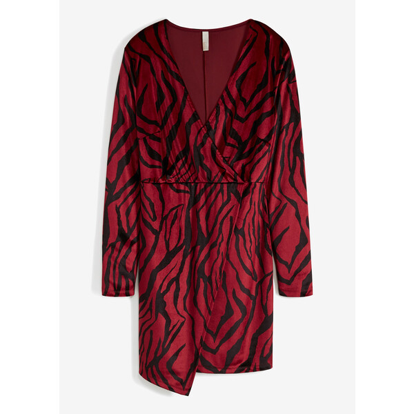 Bonprix Sukienka aksamitna czerwony w paski zebry