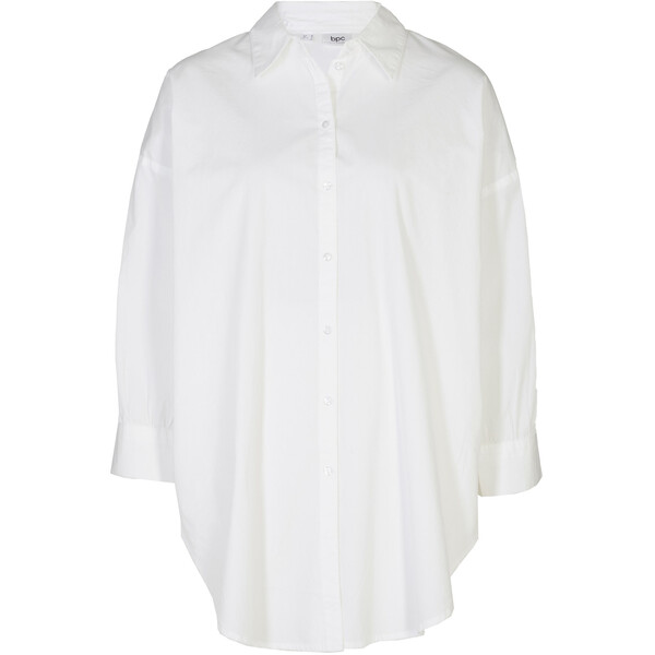 Bonprix Bluzka oversized z rękawami 3/4, bawełna biały