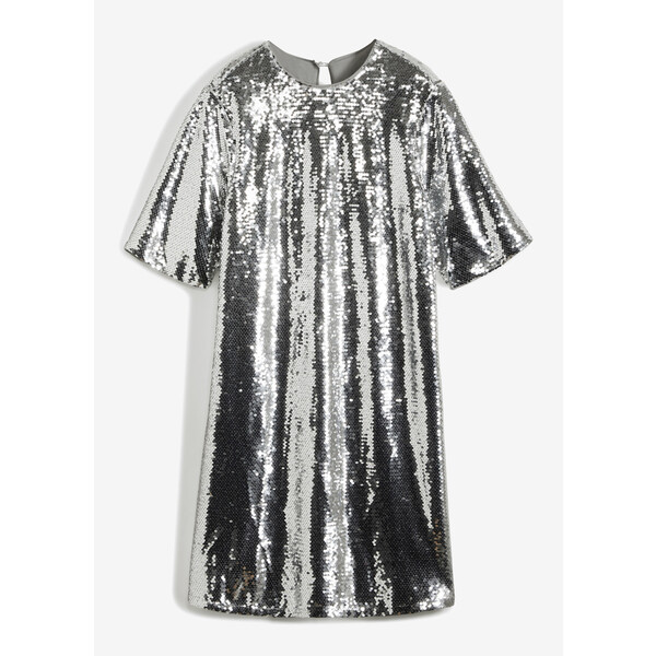Bonprix Sukienka z cekinami srebrny metaliczny
