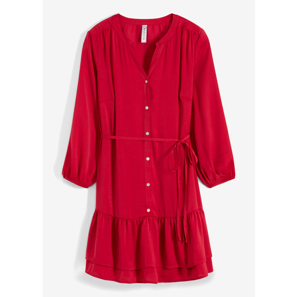 Bonprix Sukienka koszulowa satynowa czerwony magenta