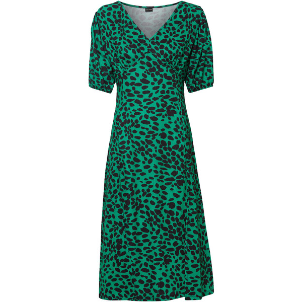 Bonprix Sukienka midi z nadrukiem zielono-czarny w graficzny wzór
