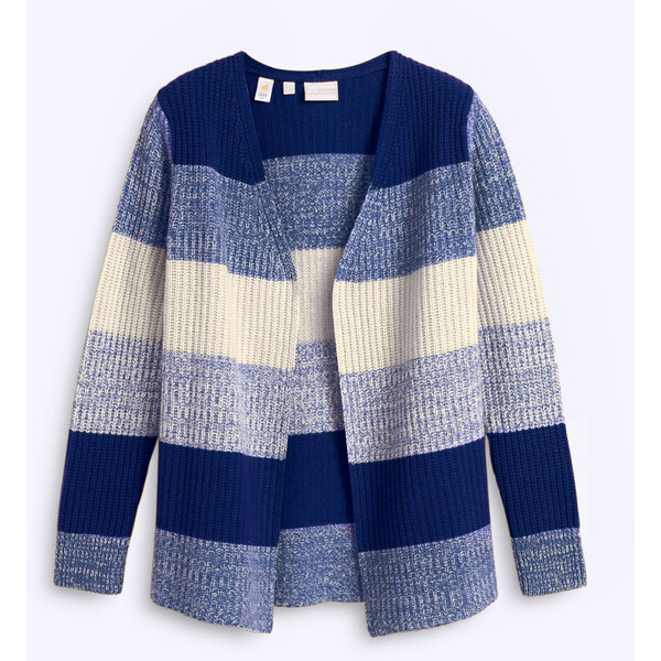 Bonprix Sweter bez zapięcia, z domieszką materiału Good Cashmere Standard® ciemnoniebieski melanż