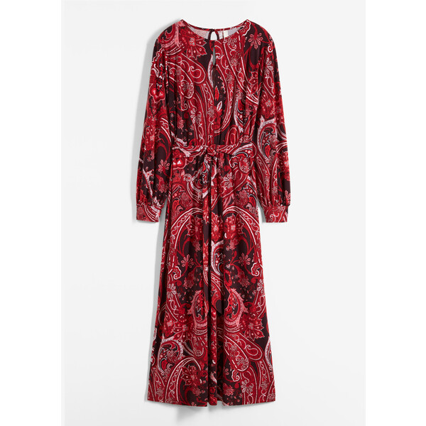 Bonprix Sukienka midi ciemnoczerwony w deseń paisley