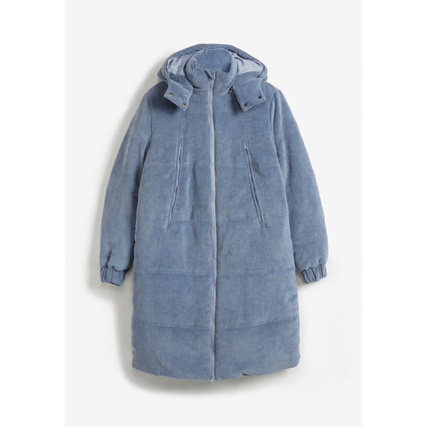 Bonprix Krótki płaszcz sztruksowy z kieszeniami niebieski dymny