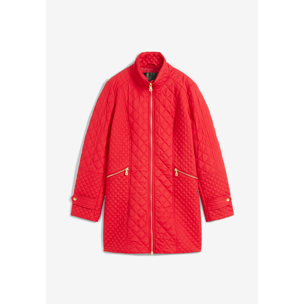 Bonprix Krótki płaszcz pikowany czerwony
