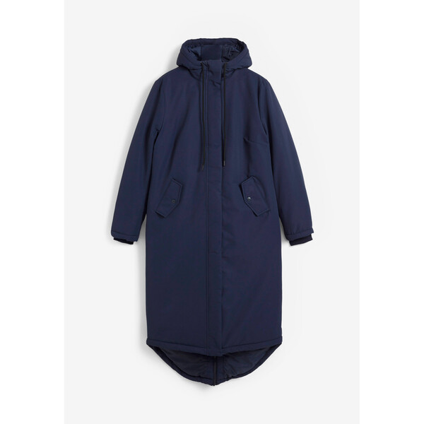 Bonprix Płaszcz zimowy z pikowaną spodnią stroną ciemnoniebieski