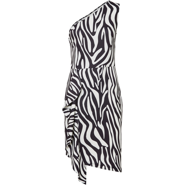 Bonprix Sukienka one-shoulder czarny w paski zebry