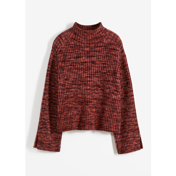Bonprix Sweter oversized rdzawobrązowy - brązowy ziemisty - czerwony klonowy melanż