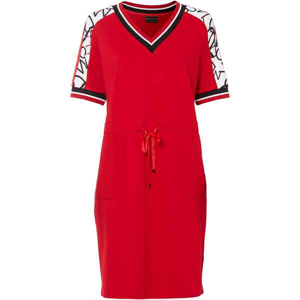 Bonprix Sukienka z dżerseju czerwono-czarno-biały