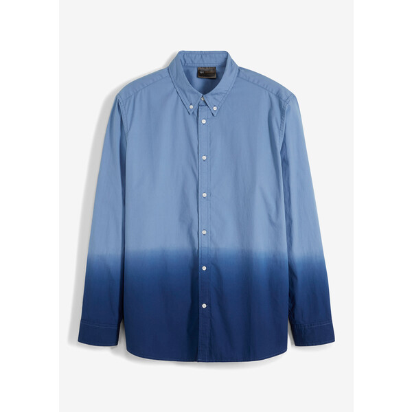 Bonprix Koszula z długim rękawem, w cieniowanym kolorze niebieski