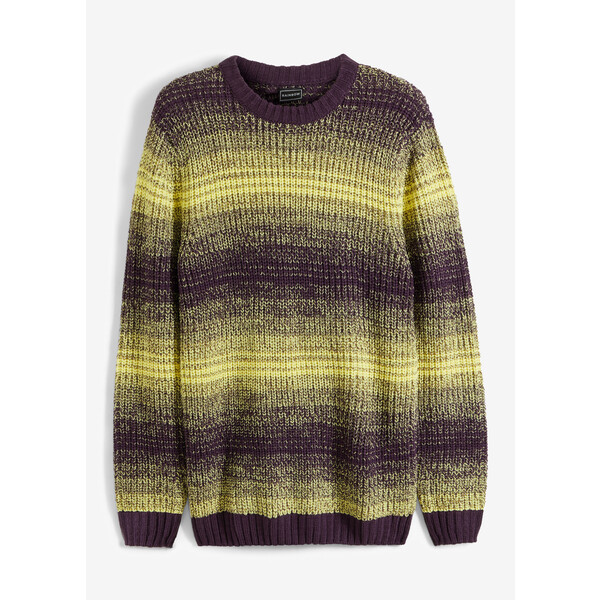 Bonprix Sweter w cieniowanym kolorze liliowo-żółty w paski