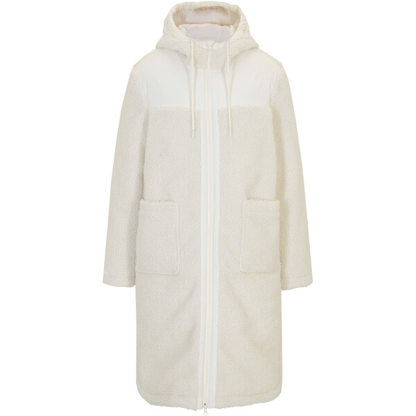 Bonprix Płaszcz z polaru baranka w połączeniu z innym materiałem biel wełny