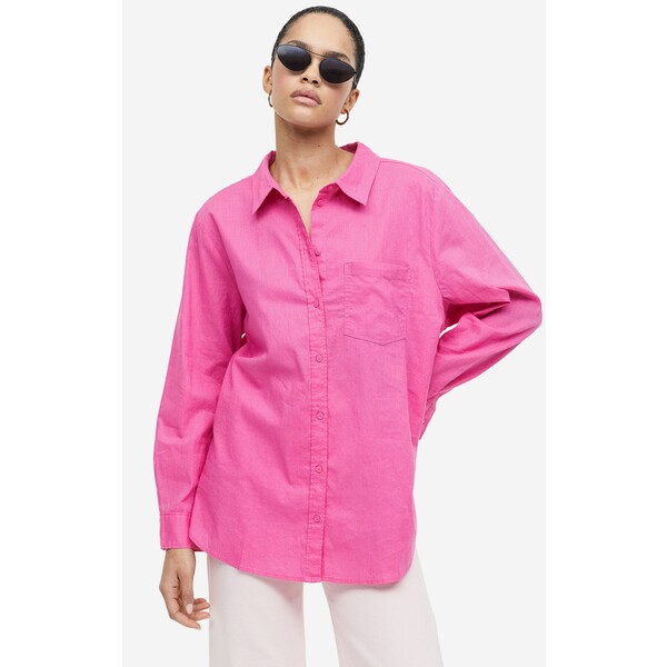 H&M Koszula z domieszką lnu - 1027844020 Różowy