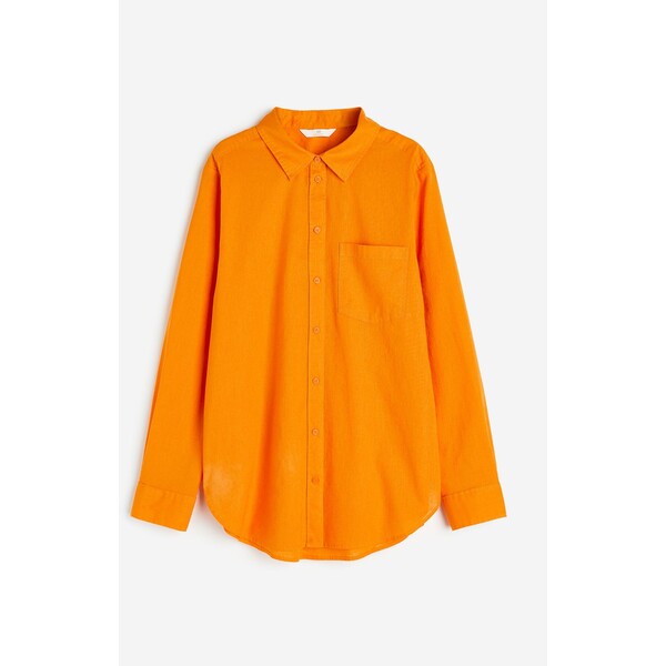 H&M Koszula z domieszką lnu - 1027844034 Jaskrawopomarańczowy