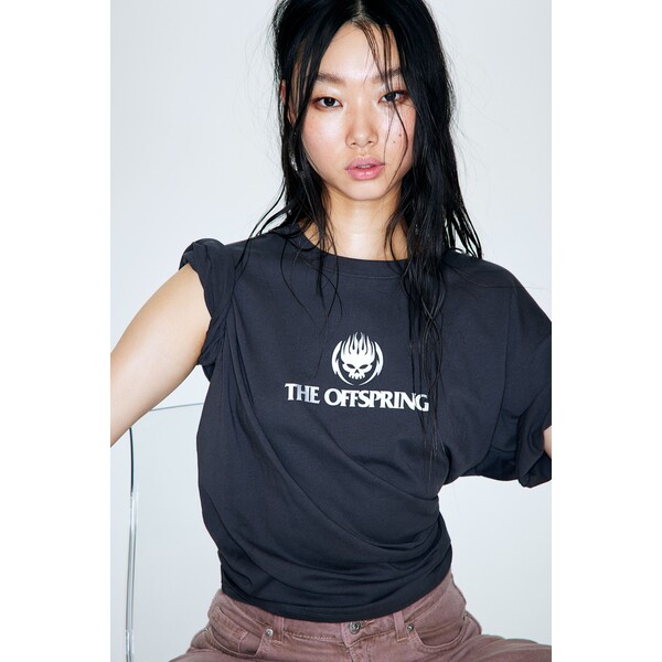 H&M T-shirt oversize z nadrukiem - Okrągły dekolt - Krótki rekaw - 1206628009 Ciemnoszary/The Offspring