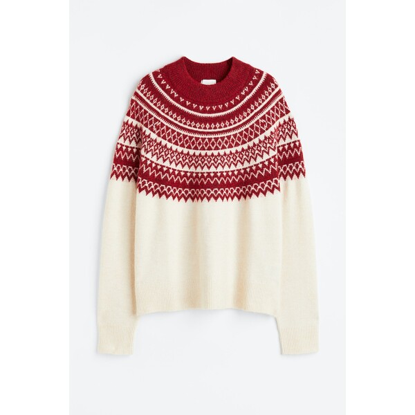 H&M Żakardowy sweter - 1118679002 Czerwony/Wzór