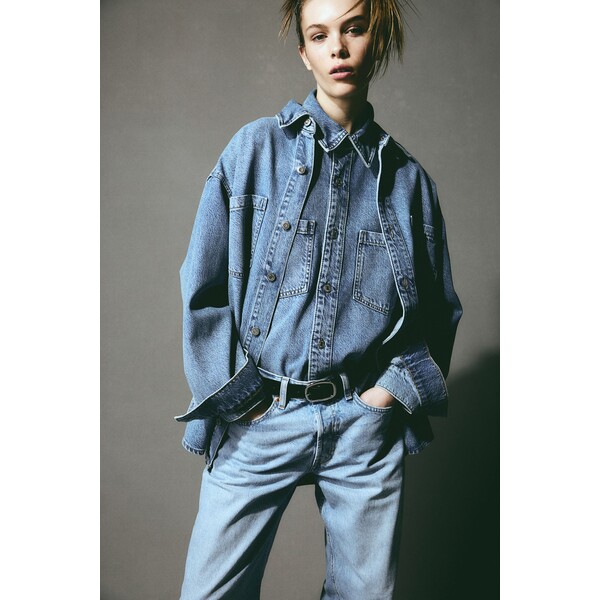 H&M Dżinsowa koszula Feather Soft - Długi rękaw - Normalna długość - 1204761008 Jasnoniebieski denim
