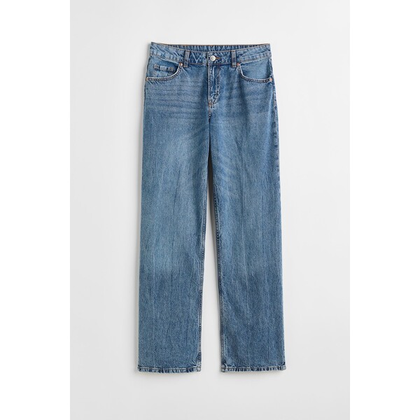 H&M Wide Low Waist Jeans - 1026638002 Niebieski denim