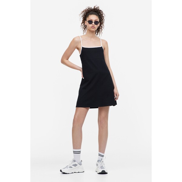 H&M Trapezowa sukienka z dżerseju - 1144635005 Czarny/Biały