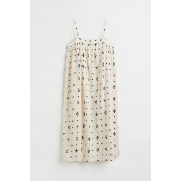 H&M Sukienka z krepy - Kwadratowy dekolt - Bez rękawów - -ONA 1062580002 Kremowy/Wzór
