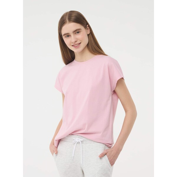 Terranova Szeroki T-shirt w jednolitym kolorze Różowy SAB0052490001S119