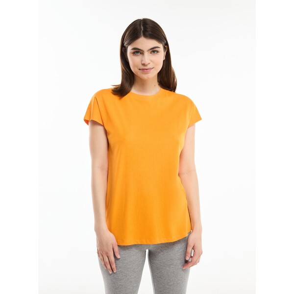Terranova Szeroki T-shirt z okrągłym dekoltem Pomarańczowy SAB0052490001S800