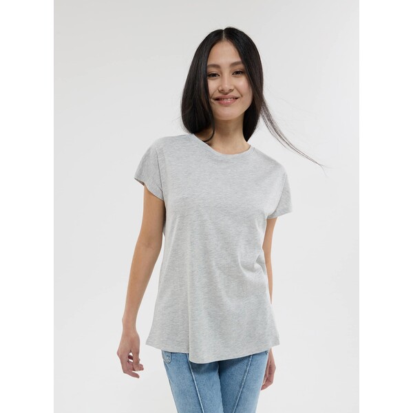 Terranova Szeroki T-shirt z okrągłym dekoltem Jasny szary melanż SAB0052490001S354