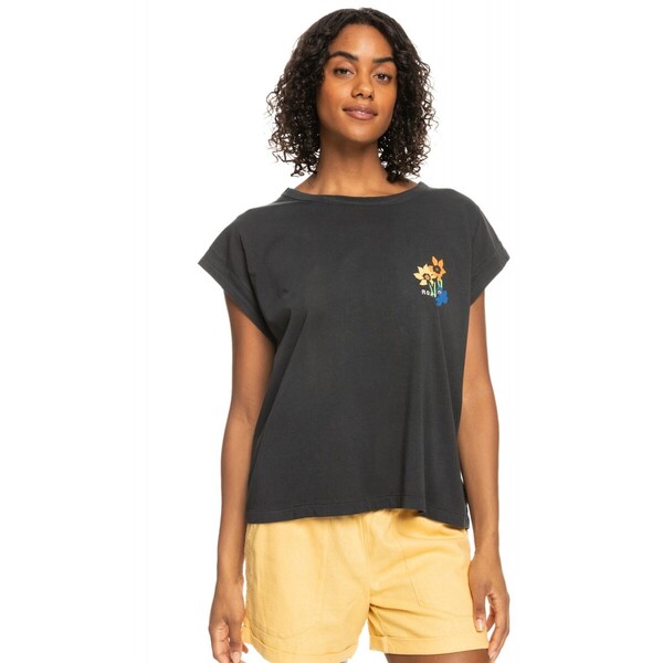 ROXY Damski t-shirt z nadrukiem Roxy Unite TH Wave - czarny
