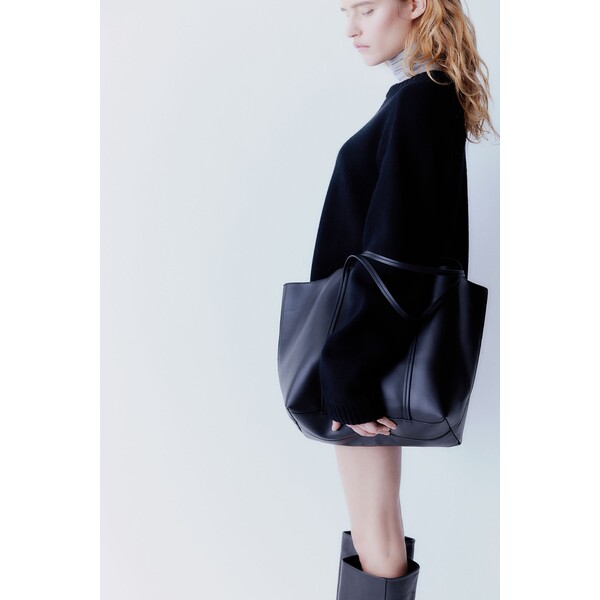 H&M Sweter z domieszką wełny - Okrągły dekolt - Bardzo długi rękaw - 1203903001 Czarny