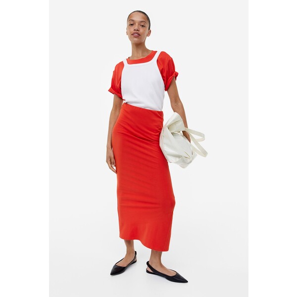 H&M Długa spódnica dżersejowa - 1171670002 Pomarańczowoczerwony