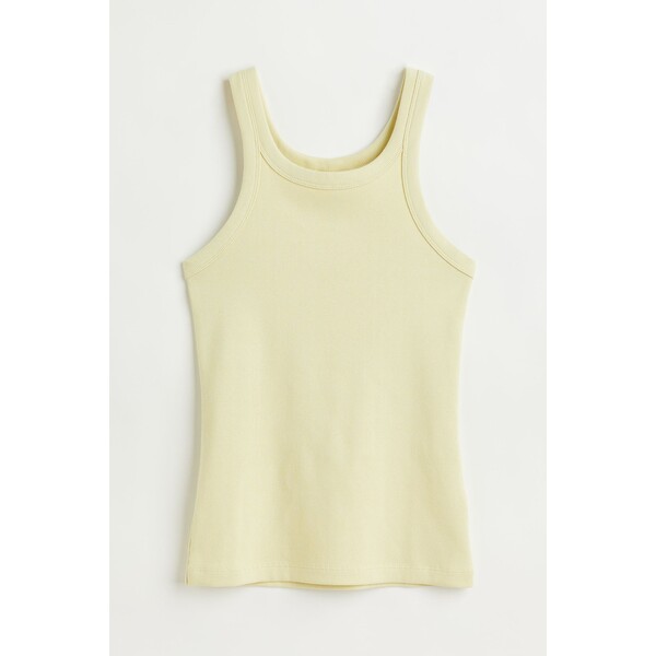 H&M Koszulka w prążki - Okrągły dekolt - Bez rękawów - -ONA 0882925070 Jasnożółty