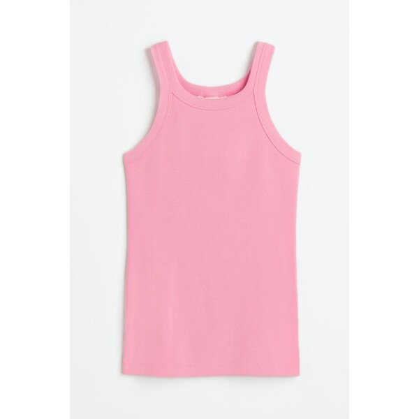 H&M Koszulka w prążki - Okrągły dekolt - Bez rękawów - 0882925062 Różowy