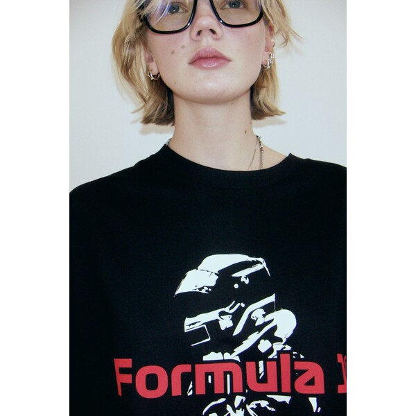 H&M T-shirt oversize z nadrukiem - 1198284037 Czarny/Formula 1