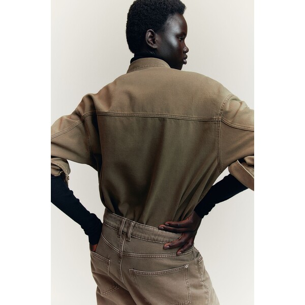 H&M Koszula dżinsowa oversize - Długi rękaw - Długa - -ONA 1224046005 Ciemny szarobeżowy